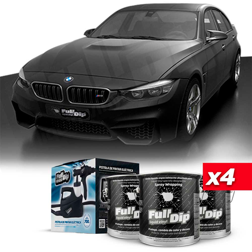 Full Dip 4 x Negro Metalizado 4 Litros + Pistola FD650